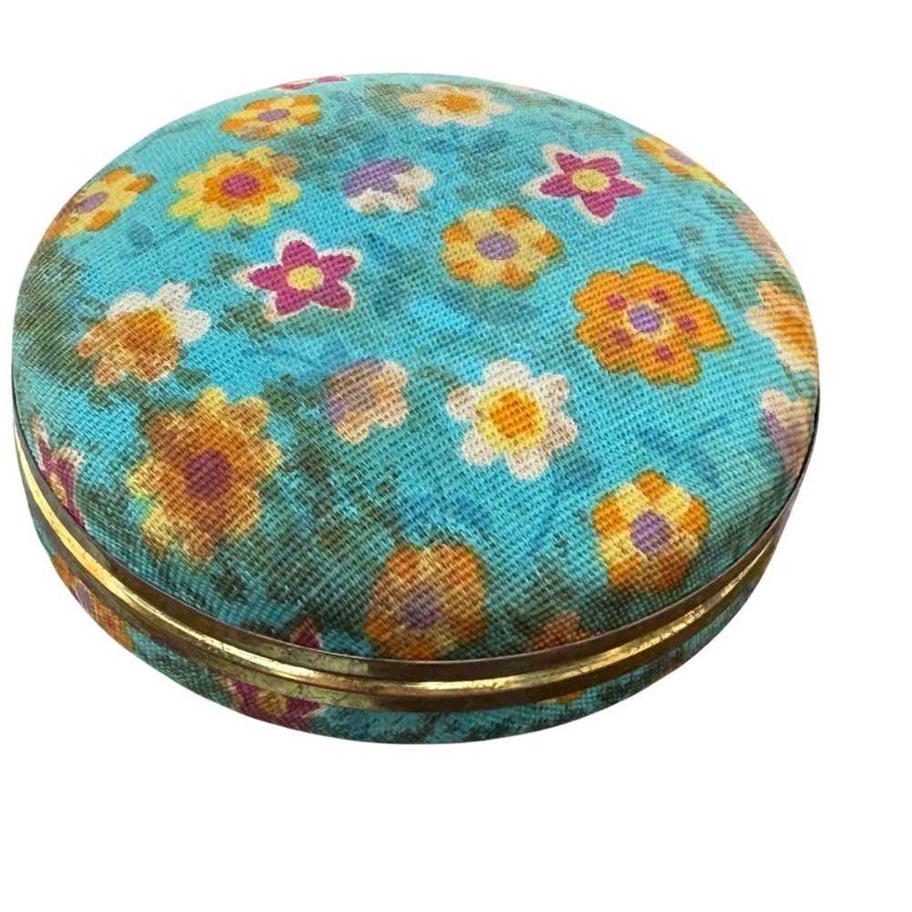 Vintage Europa Alarm Clock‎ Travel Case Floral Blue Gold Tone